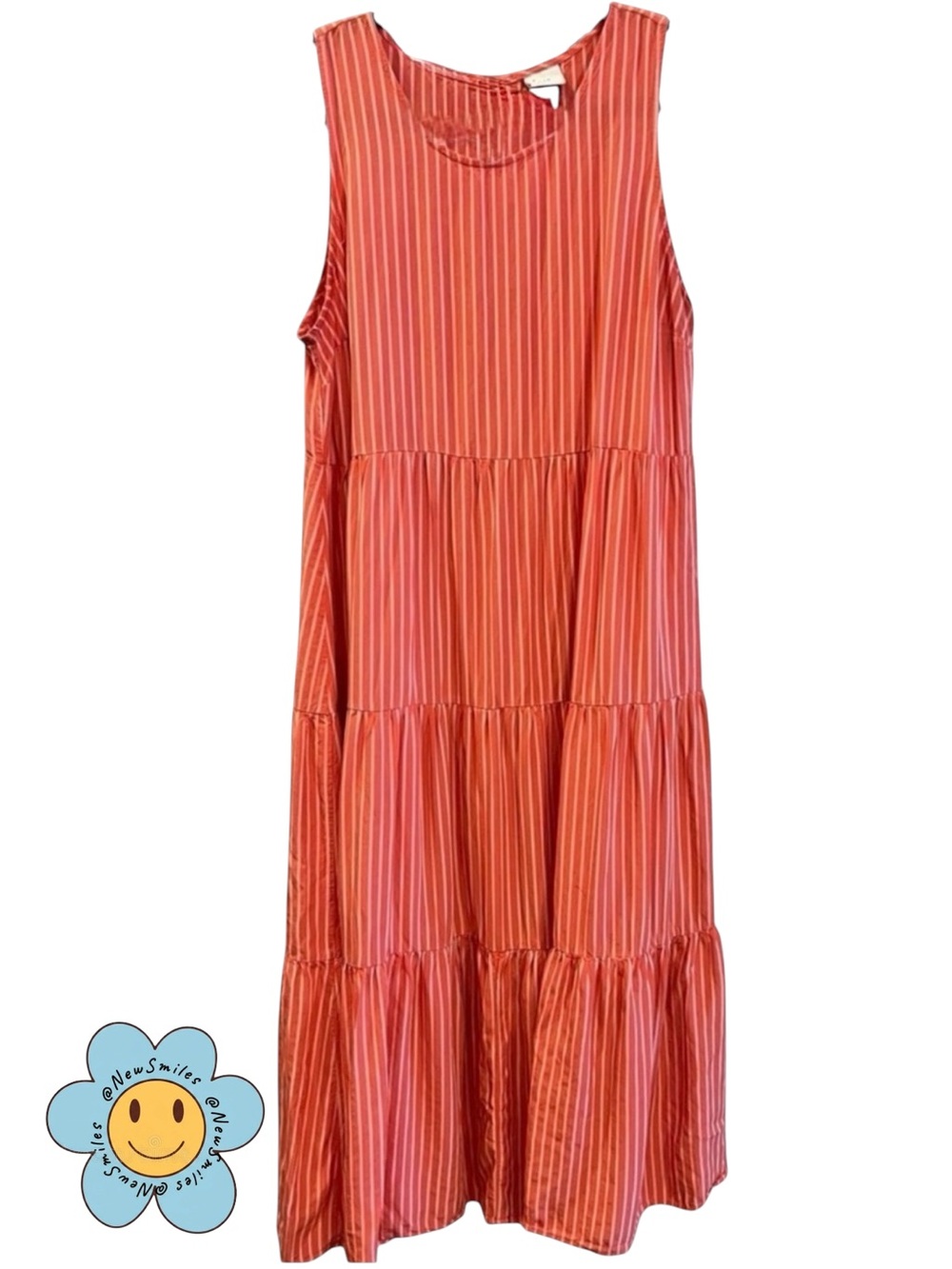 a new day ~ Coral ~ Sleeveless ~ Tiered ~Midi ~ Dress ~ Great Condition